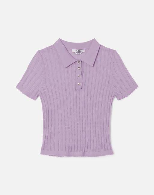 The Veil Pointelle Polo - Baby Violet