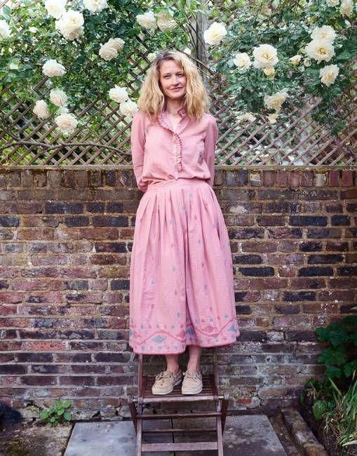alma skirt | blush jamdani