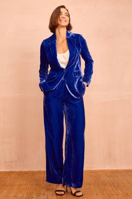 Azure Blue Velvet Suit