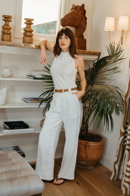 Leanna Pant in White Linen
