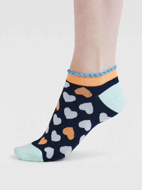 Womens Islay Heart Bamboo Trainer Socks - Deep Mint