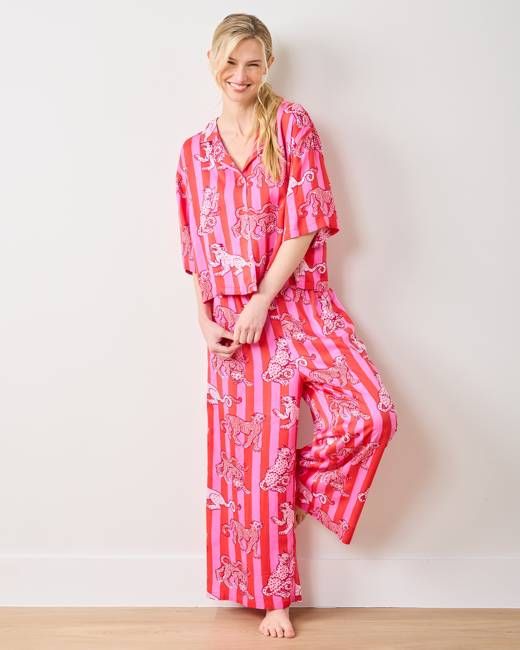 Leopard Stripes - Eco Satin Wildest Dreams Set - Pink Cabana