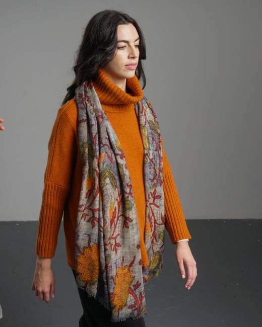 Mystical Garden Fine Wool Scarf