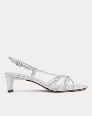 Made in Italy Braided Kitten Heel | Silver Leather