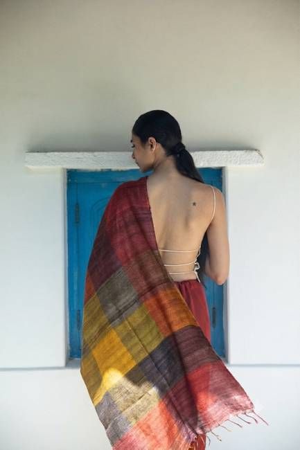 Julahas Julahas X Aeshaane Peace Silk Scarf Madras Check No.1