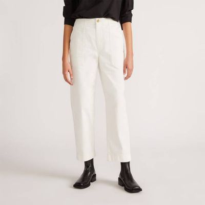 The Organic Cotton Herringbone Pant | Bone