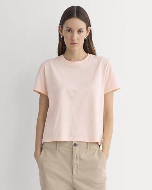 The Box-Cut Tee in Essential Cotton | Pale Peach | No Pocket