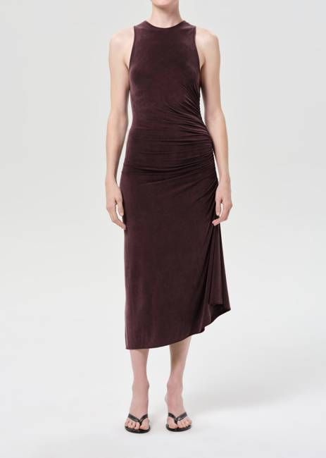 Anya Midi Dress in Plum