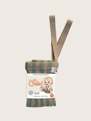 Matcha and Peanut Striped Footless Tights