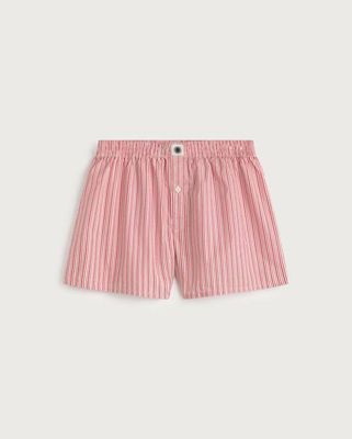 Gestreifte Boxershorts aus Popeline in Rosa und Rot