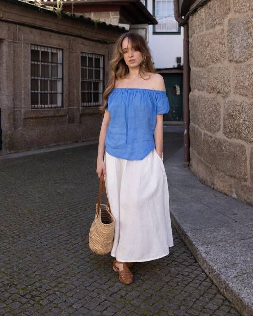Spring - Linen Top in Azure