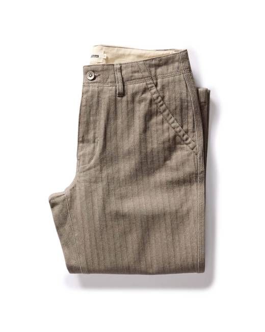 The Morse Pant in Smoked Olive Herringbone