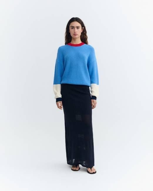 Blue organic cotton sweater Carmen