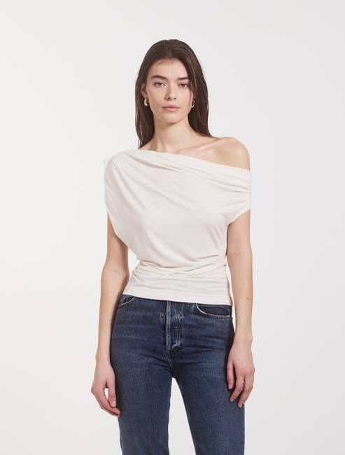 Tanz Draped Top in Off White