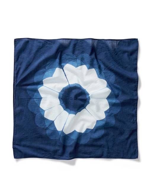 The Hand Dyed Bandana in Indigo Sunflower