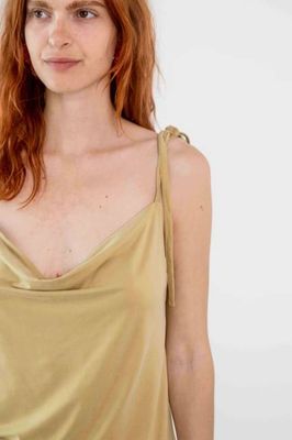 Cupro Drape Slip Top in Soft Olive