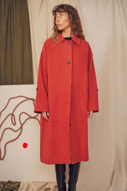 Rust Colour Organic Cotton Wide Coat