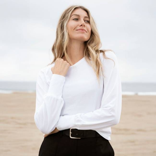 Womens Long Sleeve Tee with Ribbed Cuffs