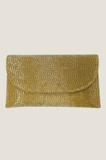 Beaded Clutch Bag | Light Gold