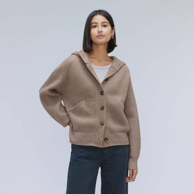 The Cozy-Stretch Hooded Cardigan | Taupe Grey