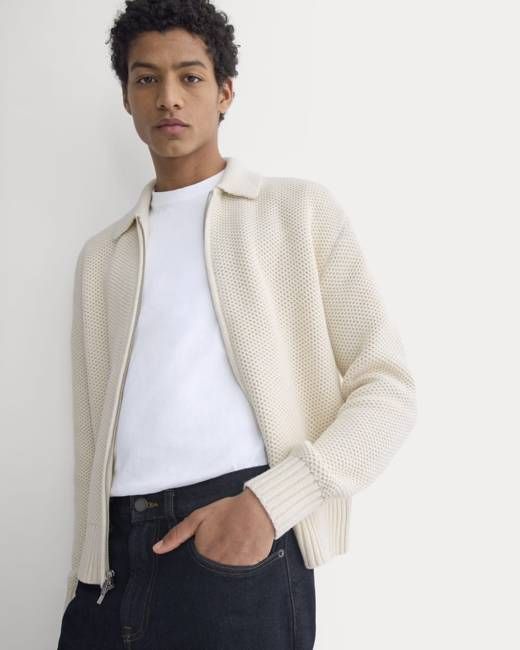 Honeycomb Sweater Jacket | Heathered Oat