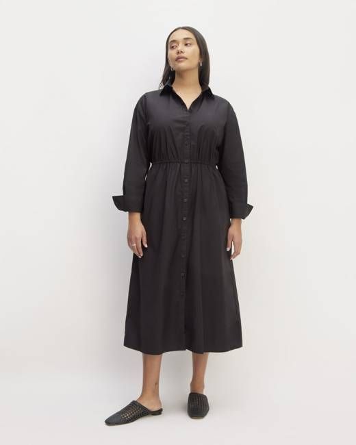 The Supima® Cotton Midi Shirt Dress | Black