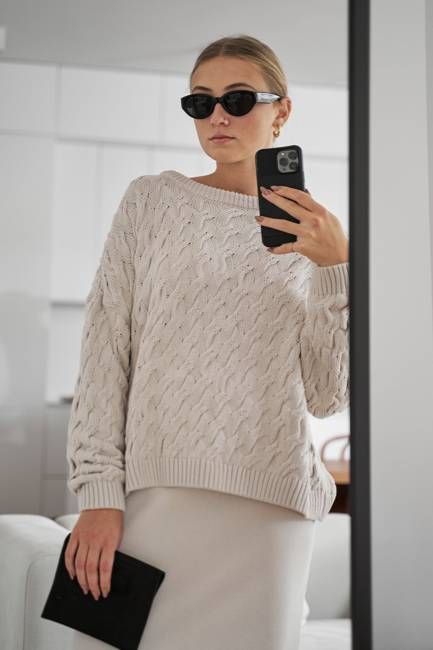 Knitted braid sweater