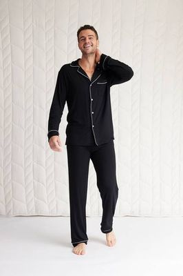 Mens Long Sleeve Button-Down Pajama Set