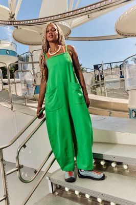 Oaxaca - Cotton Jersey Barrel Dungarees in Kelly Green