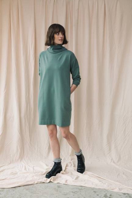 Orini Organic Cotton Felpe Dress in Eucalyptus