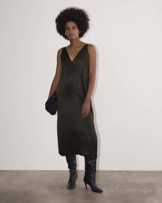 The Satin Slip Dress | Black
