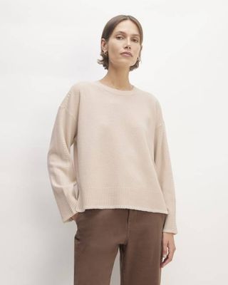 The Good Merino Wool Crewneck Sweater | Buttermilk / White