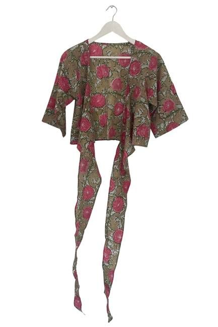 NEW! Block print Wrap Top No. 97