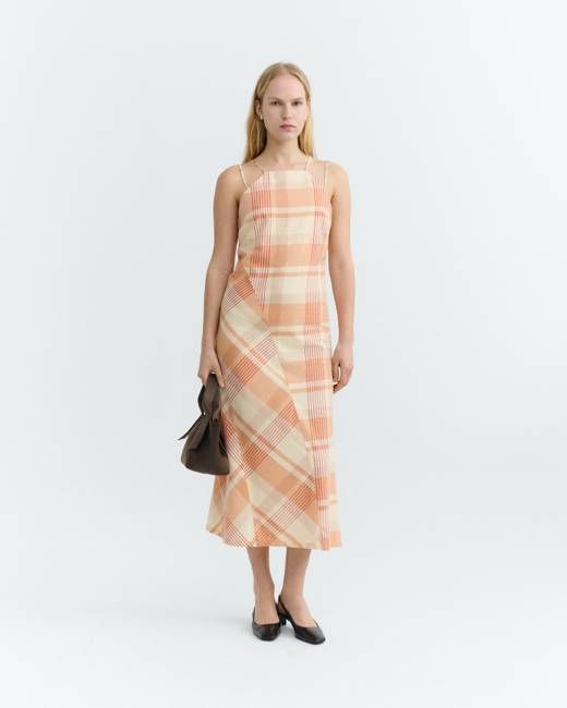 Long orange plaid dress Helia