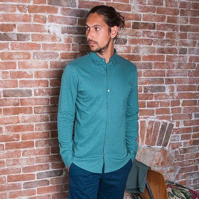 Overhemd - Biologisch katoen - petrol - verborgen button down