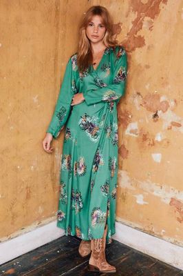 Dulcie Wrap Dress | Exploding Flower Teal