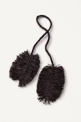 Leaflet Bag Charm - Black Raffia