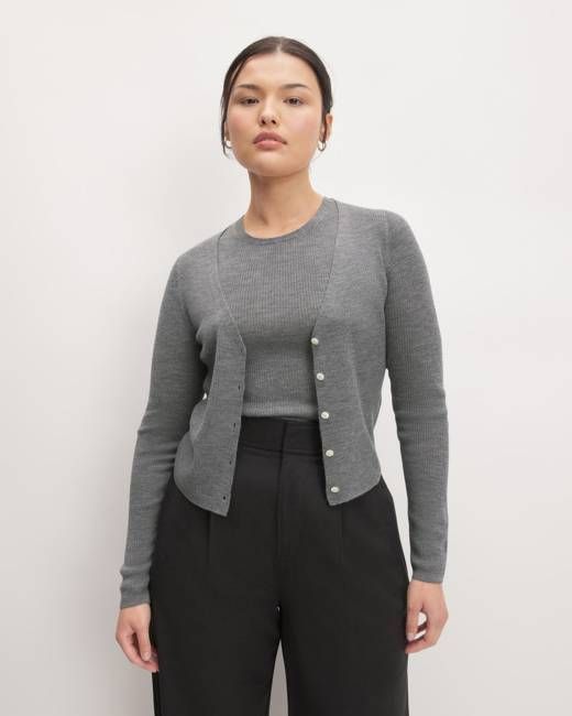 The Cardigan in Ultrasoft Merino | Heather Mid Grey