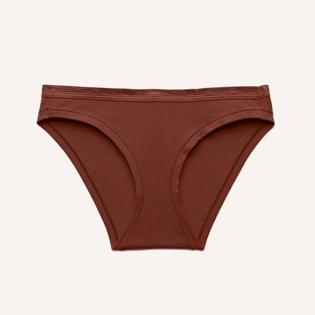 Organic Cotton Low-Rise Bikini in Cacao (with Leg Elastic)
