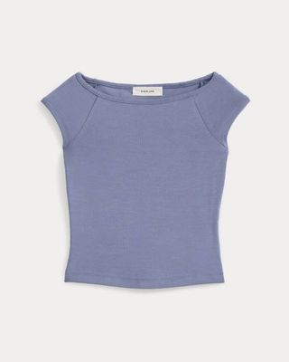 Boatneck Cap-Sleeve Top in Butterknit | Blue Dusk