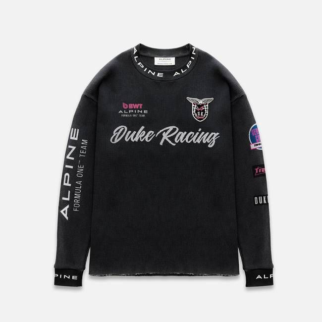 Alpine Formula One Team Washed Black Waffle Top