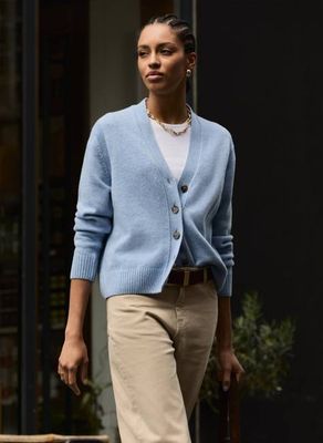 Celine Strickjacke aus Wollmischung mit V-Ausschnitt