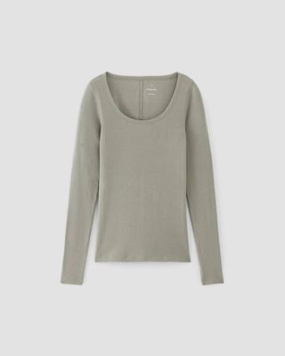The Luxe Rib Long-Sleeve Scoop-Neck Tee | Sage Green