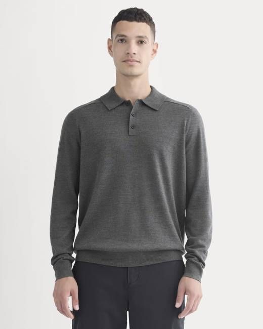 Ultrasoft Polo Sweater | Heather Mid Charcoal