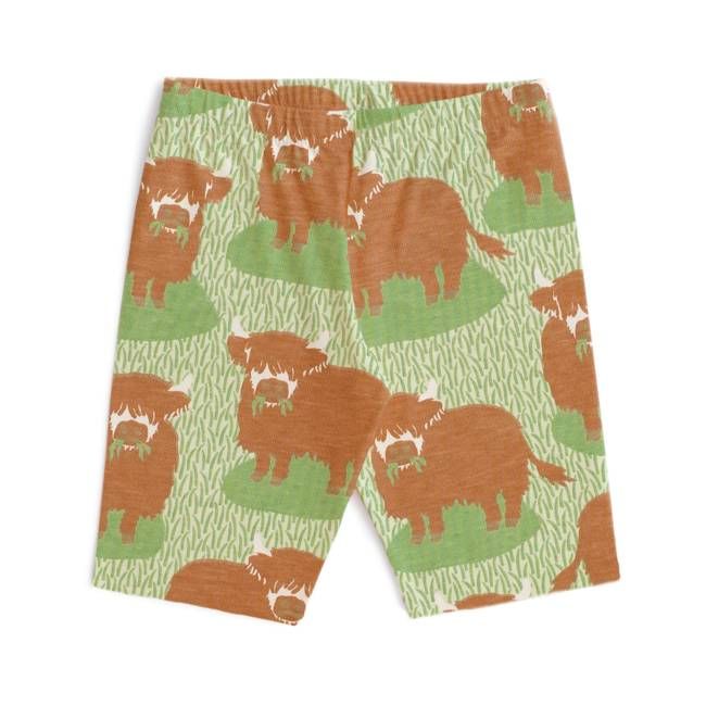 Bike Shorts - Highland Cows Green