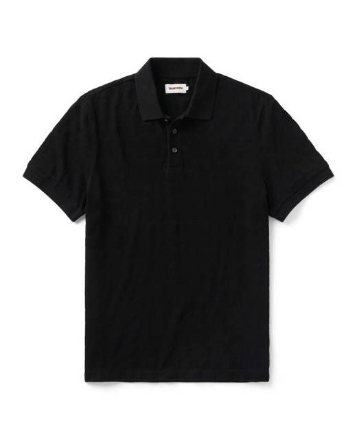 The Pacific Polo in Black Indigo Pique Stripe