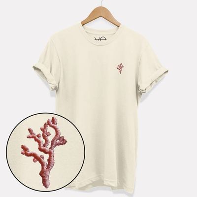 Coral Embroidered T-Shirt (Unisex)