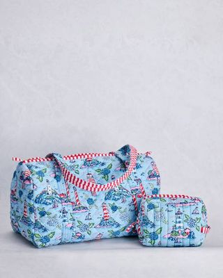 Lighthouse Keeper - Quilted Pouch & Duffle Bag Bundle - Blue Hydrangea