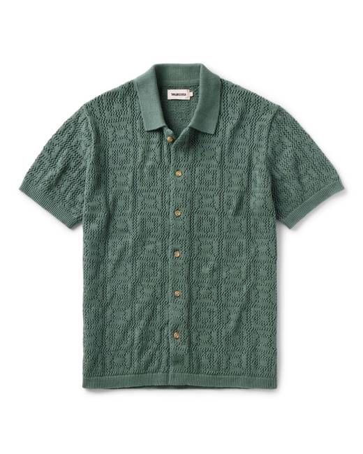 The Monterey Sweater Polo in Deep Sea Geo Crochet