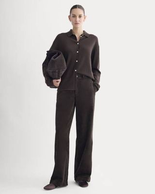 Corduroy Wide-Leg Trouser | Dark Chocolate